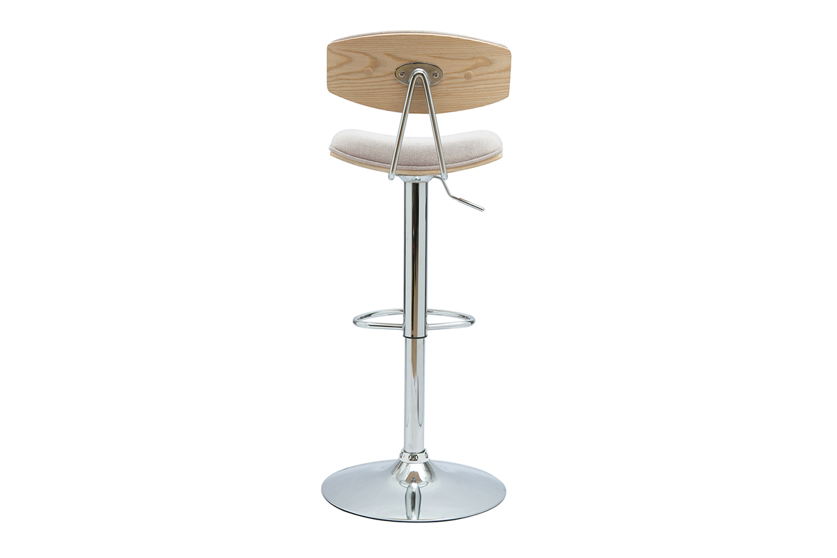 Barhocker-Design, hhenverstellbar, aus beigem Textur-Veloursstoff und Metall VASCO