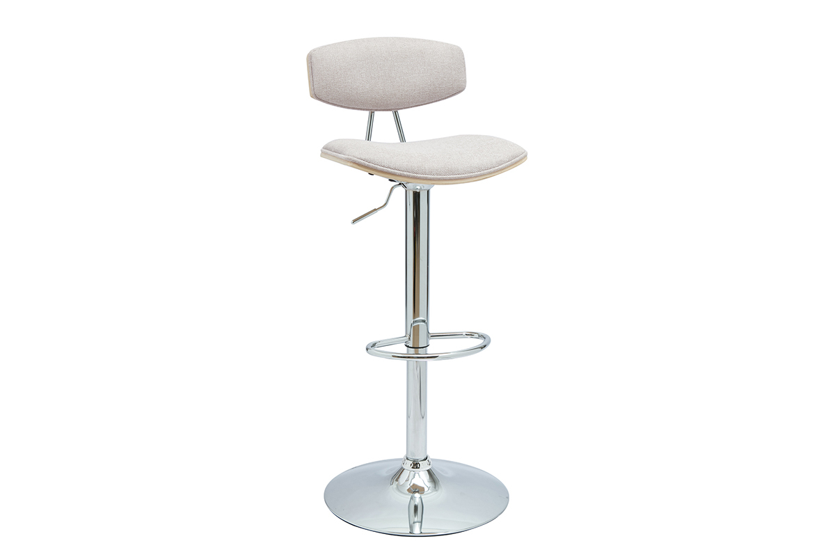 Barhocker-Design, verstellbar, Textur Beige Samtstoff und Metall (2er Set) VASCO