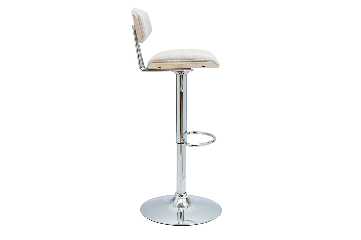 Barhocker-Design, verstellbar, Textur Beige Samtstoff und Metall (2er Set) VASCO