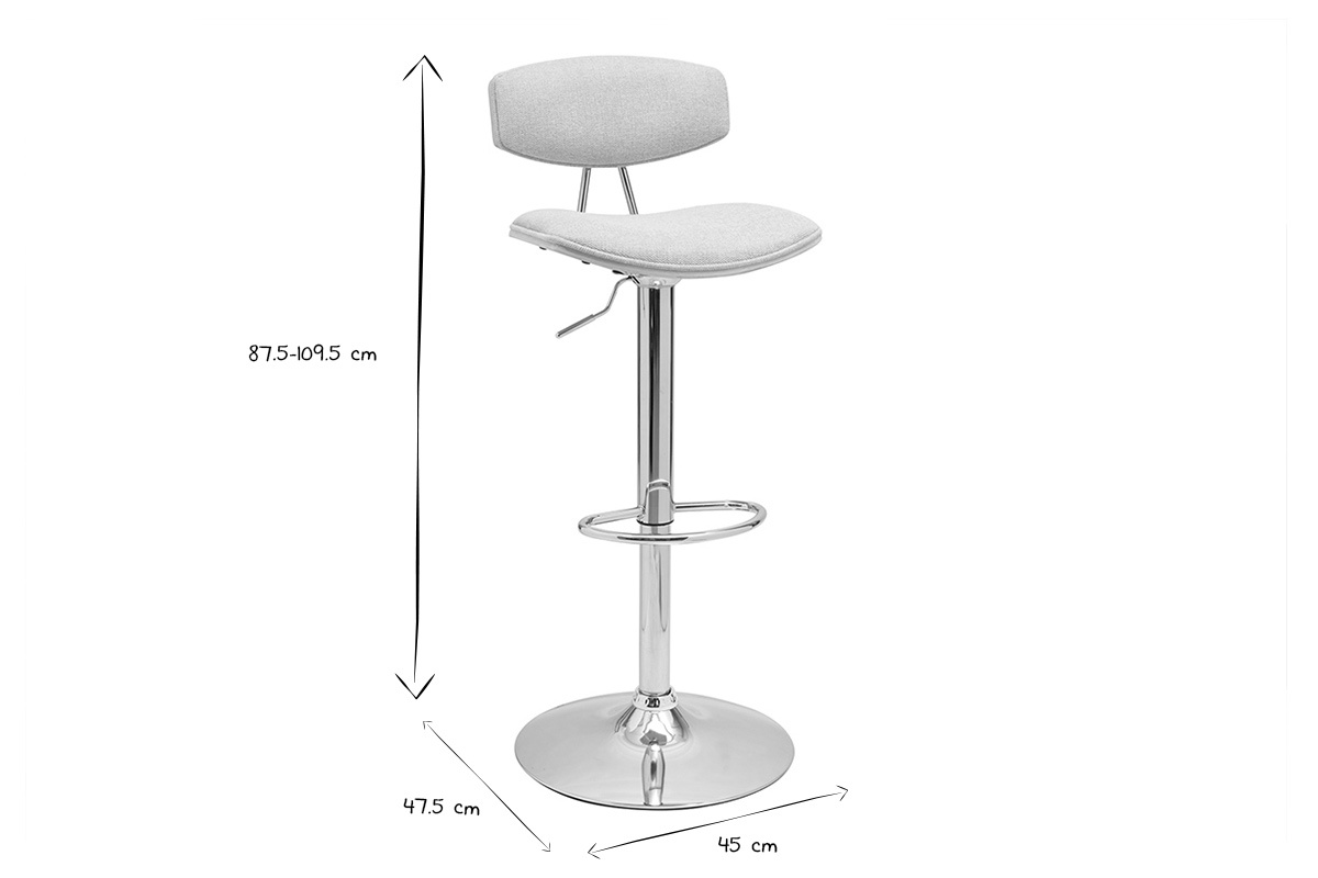 Barhocker-Design, verstellbar, Textur Beige Samtstoff und Metall (2er Set) VASCO