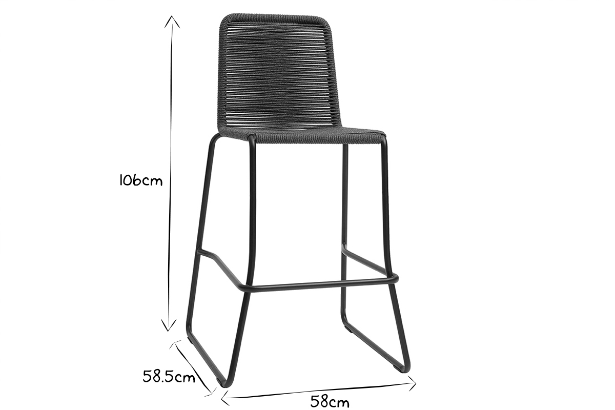 Barhocker fr den Auenbereich graues Tau 72 cm (2er-Satz) YORGO