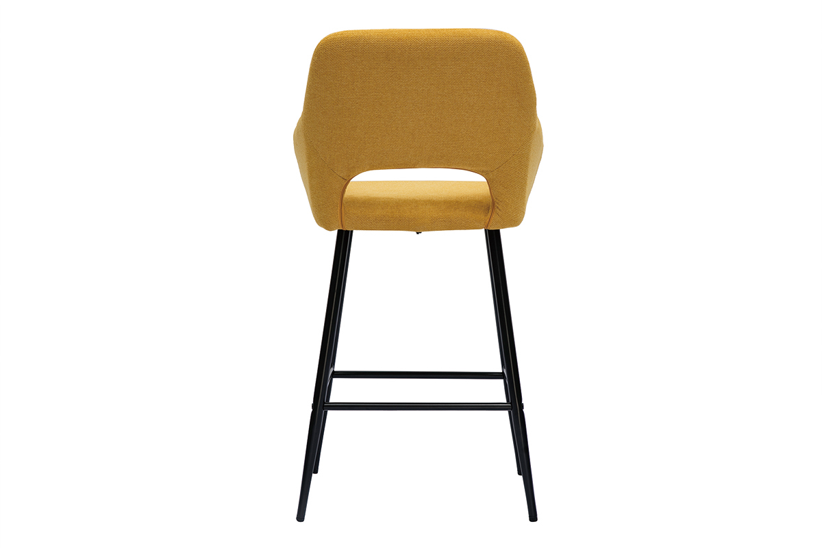 Barhocker gelber Stoff mit Samteffekt und Metall H65 cm (2er-Set) LAURETTE