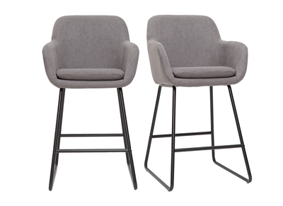 Barhocker grauer Stoff mit Samteffekt H75 cm 2er-Set AMIKA
