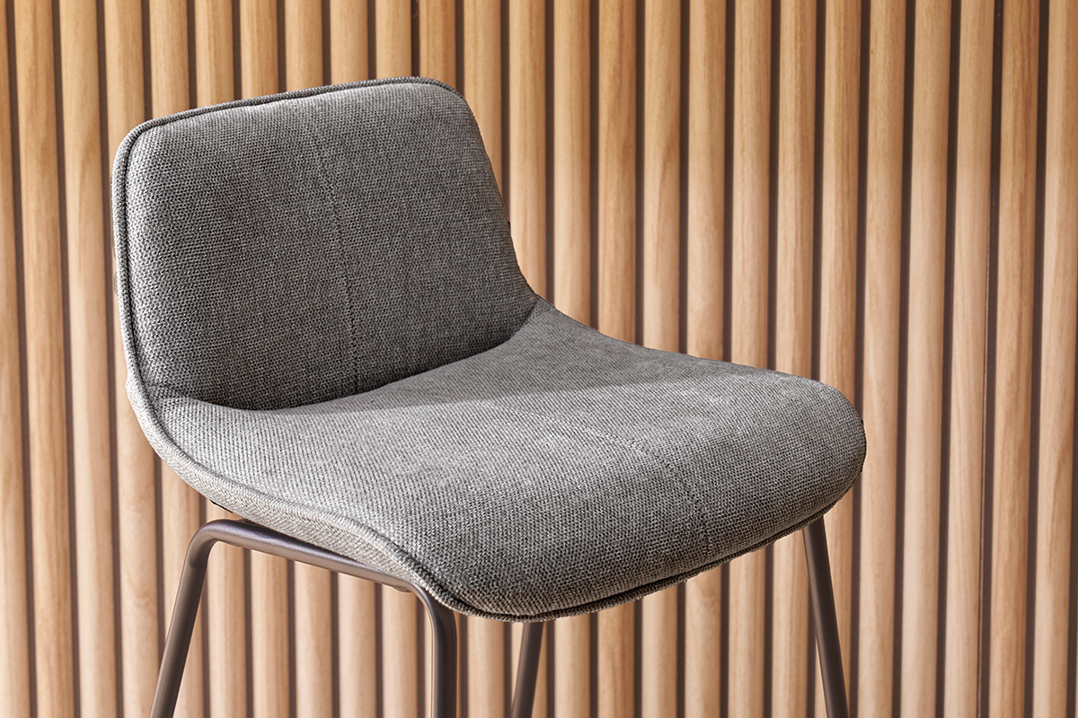 Barhocker grauer Stoff mit Samteffekt und Metall H65 cm (2er-Set) BOOST