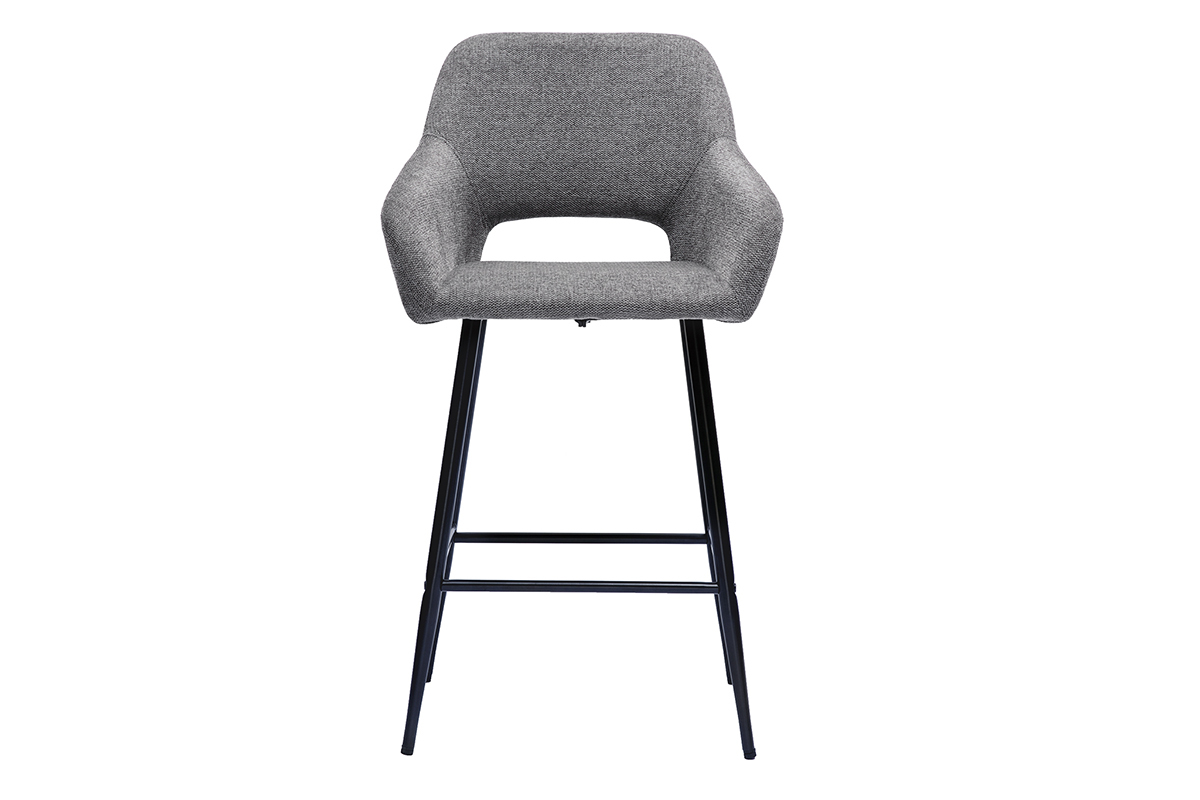 Barhocker grauer Stoff mit Samteffekt und Metall H65 cm (2er-Set) LAURETTE