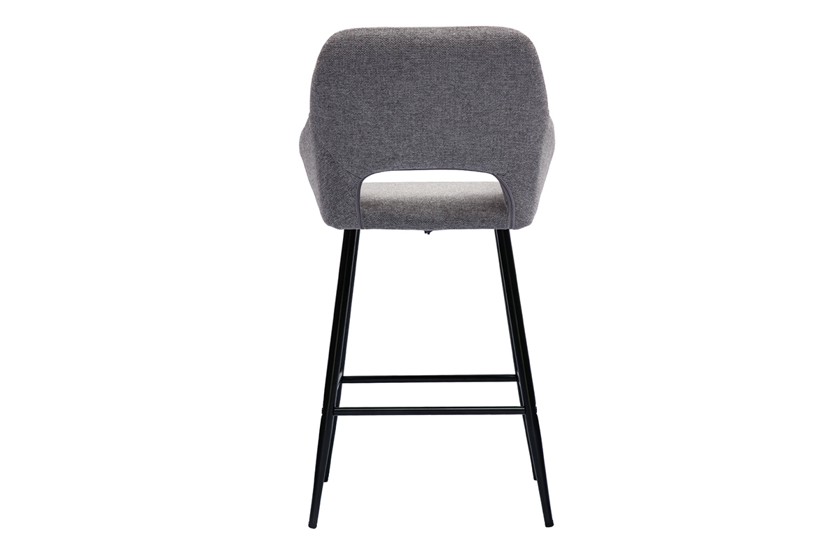 Barhocker grauer Stoff mit Samteffekt und Metall H65 cm (2er-Set) LAURETTE