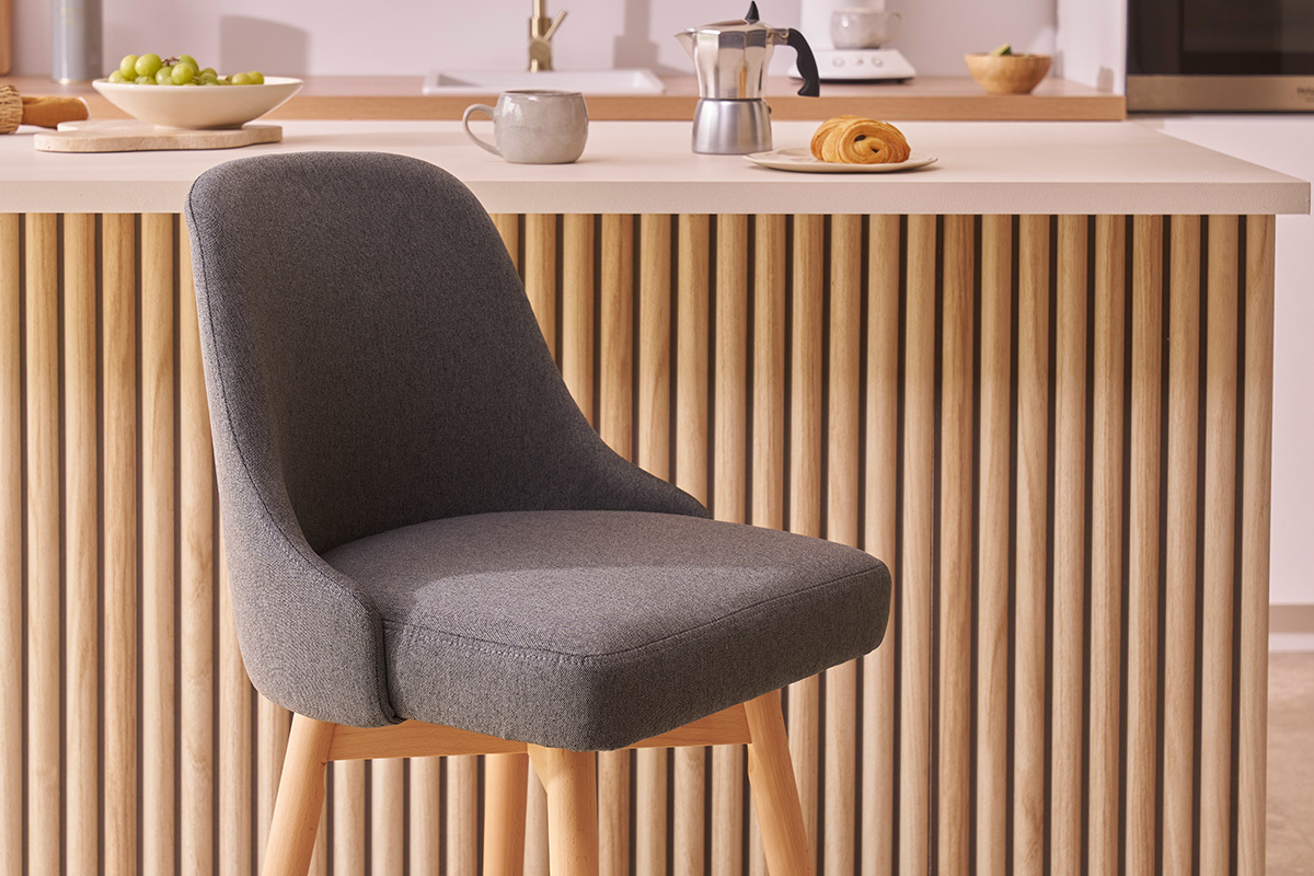 Barhocker HASTA skandinavisches Design dunkelgrauer Bezug H65 cm (2er-Set)