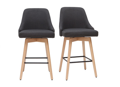 Barhocker HASTA skandinavisches Design dunkelgrauer Bezug H65 cm (2er-Set)