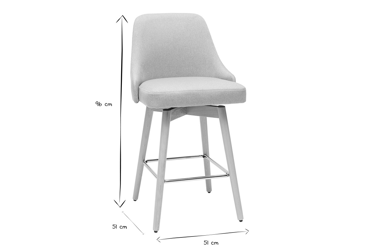 Barhocker HASTA skandinavisches Design hellgrauer Bezug H65 cm (2er-Set)