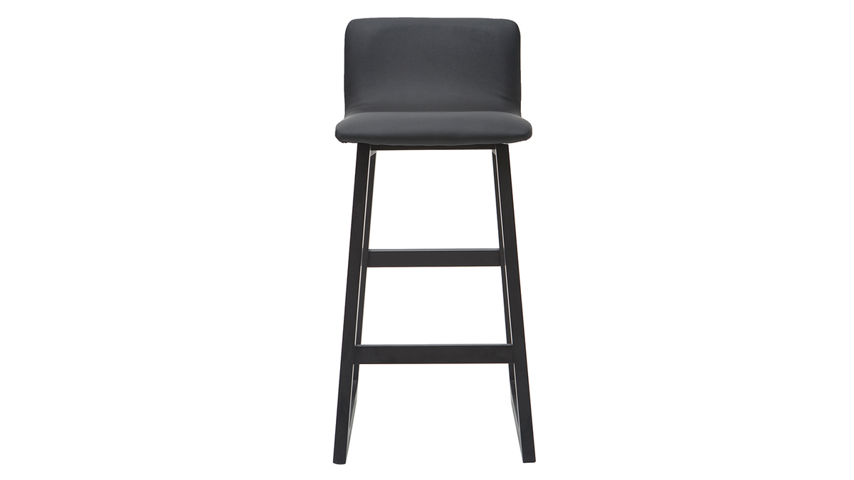 Barhocker helles Holz und PU Schwarz 65 cm Set 2 Stck OSAKA