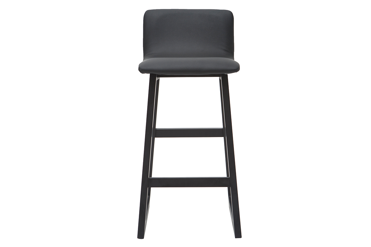 Barhocker helles Holz und PU Schwarz 65 cm Set 2 Stck OSAKA