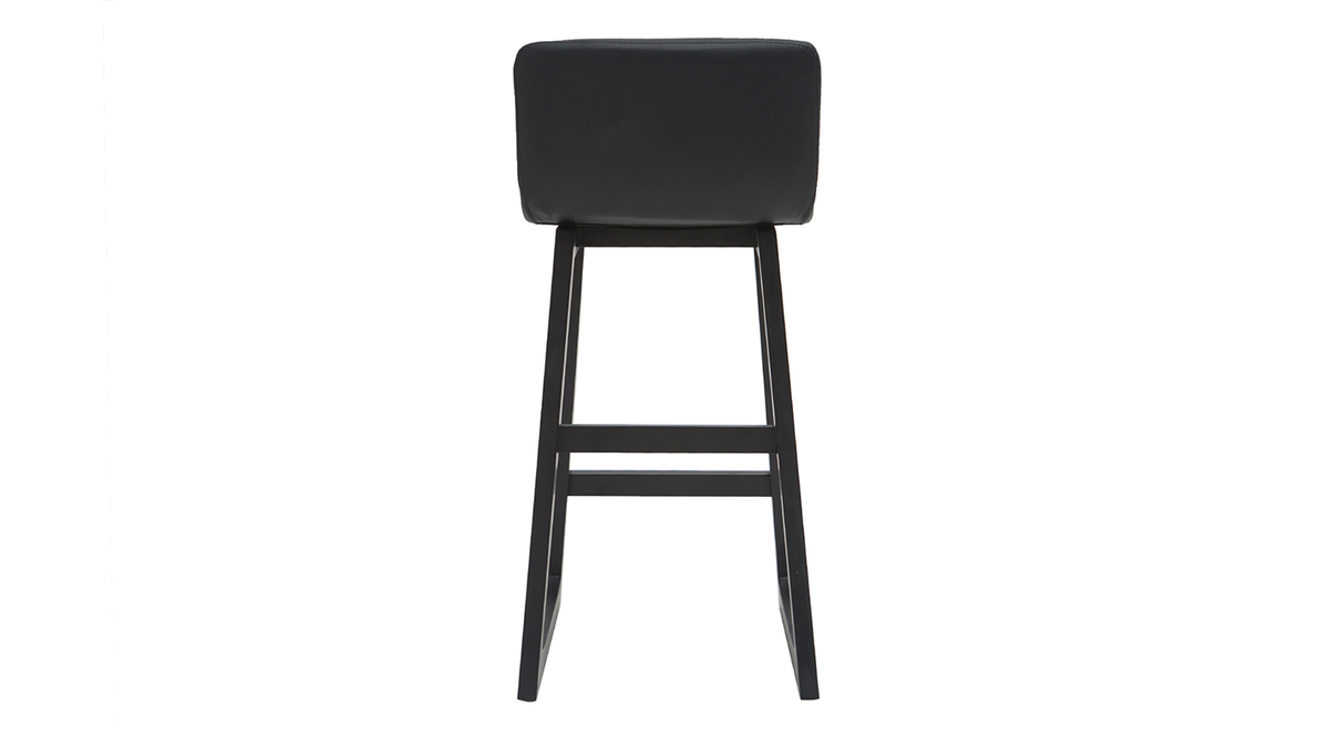 Barhocker helles Holz und PU Schwarz 65 cm Set 2 Stck OSAKA