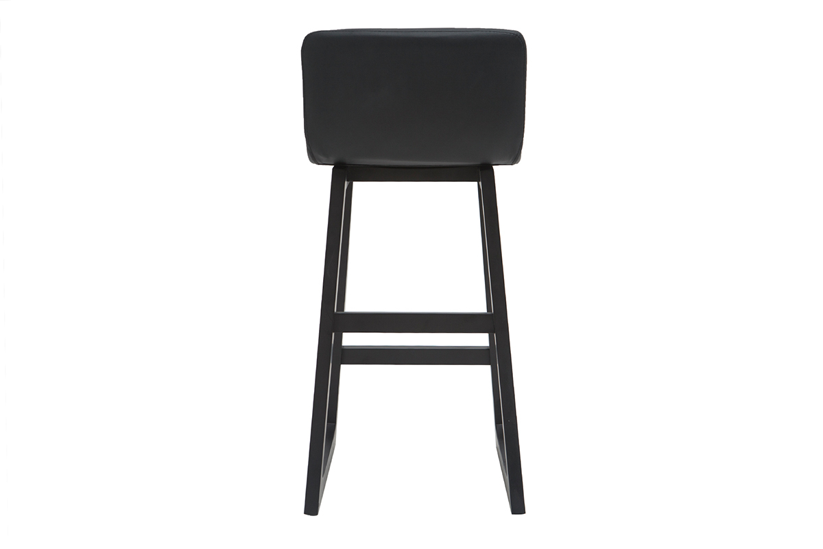 Barhocker helles Holz und PU Schwarz 65 cm Set 2 Stck OSAKA