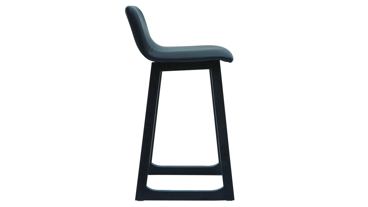 Barhocker helles Holz und PU Schwarz 65 cm Set 2 Stck OSAKA
