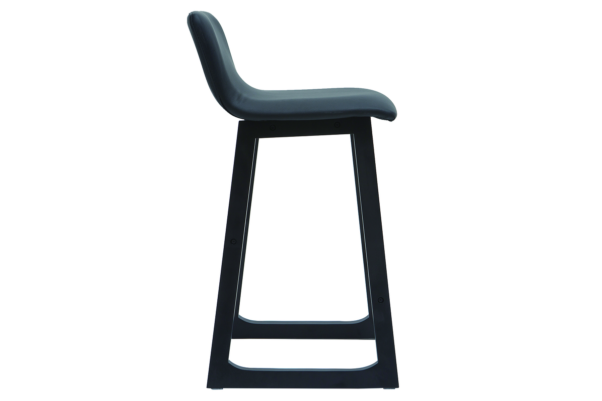 Barhocker helles Holz und PU Schwarz 65 cm Set 2 Stck OSAKA