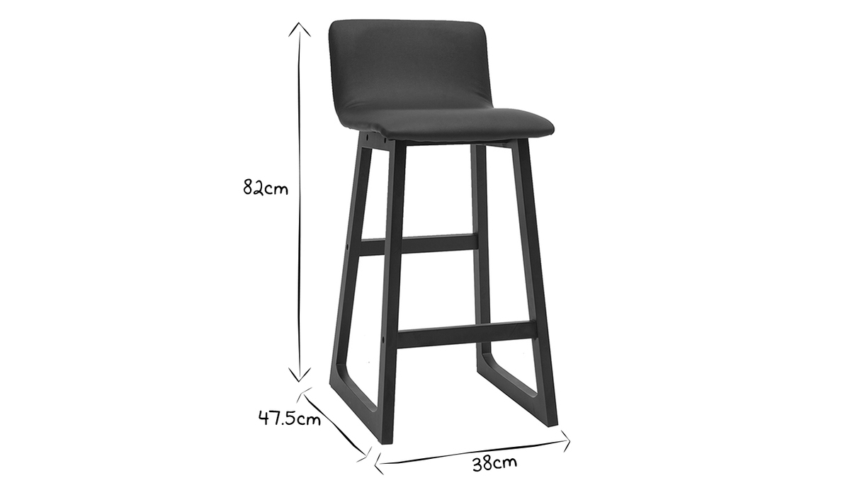 Barhocker helles Holz und PU Schwarz 65 cm Set 2 Stck OSAKA