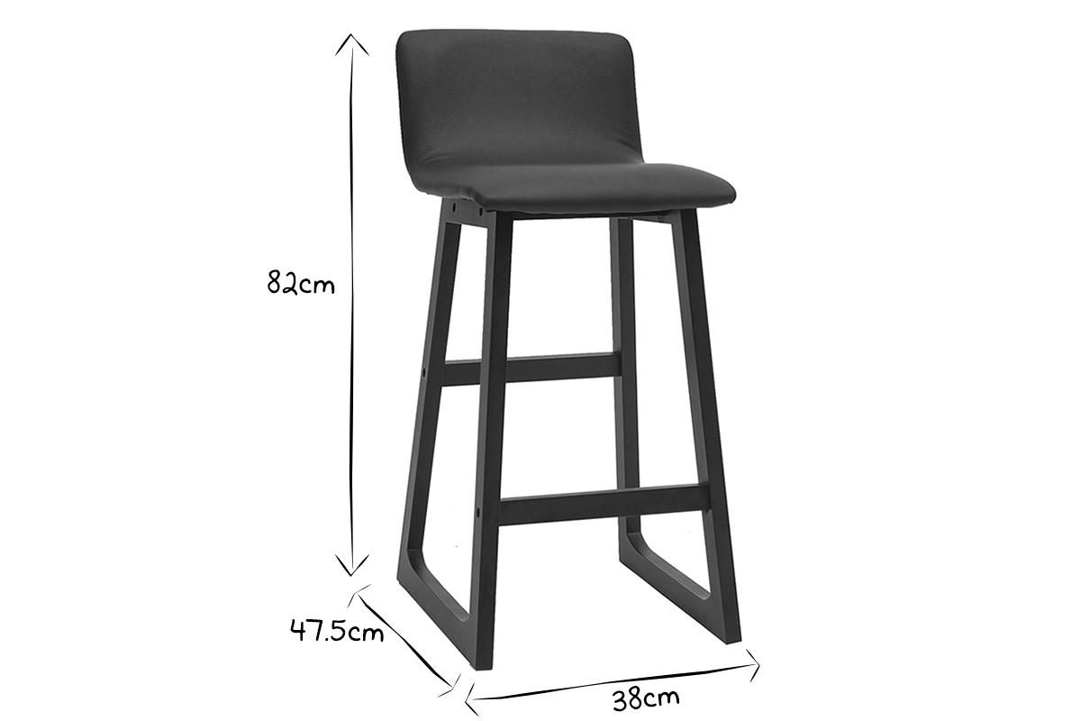 Barhocker helles Holz und PU Schwarz 65 cm Set 2 Stck OSAKA