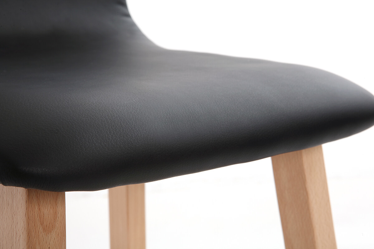 Barhocker helles Holz und PU Schwarz 72cm Set 2 St�ck OSAKA