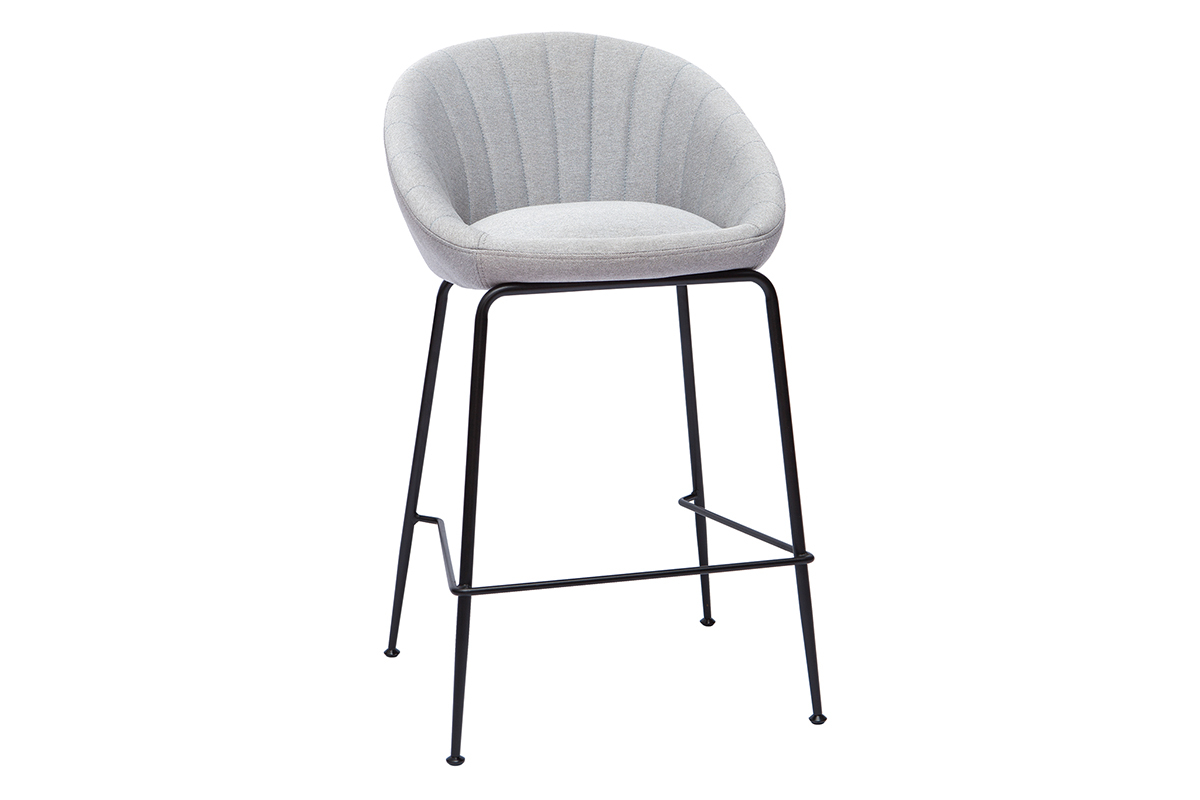 Barhocker hellgrauer Stoff 65cm (2er Set) SHERU