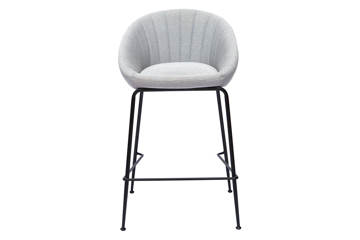 Barhocker hellgrauer Stoff 65cm (2er Set) SHERU