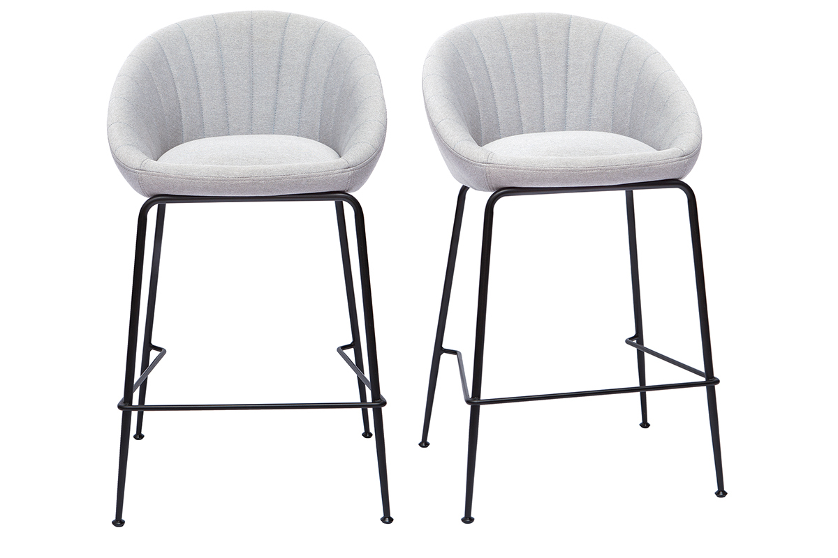 Barhocker hellgrauer Stoff 65cm (2er Set) SHERU