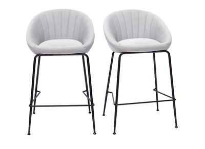 Barhocker hellgrauer Stoff 65cm (2er Set) SHERU