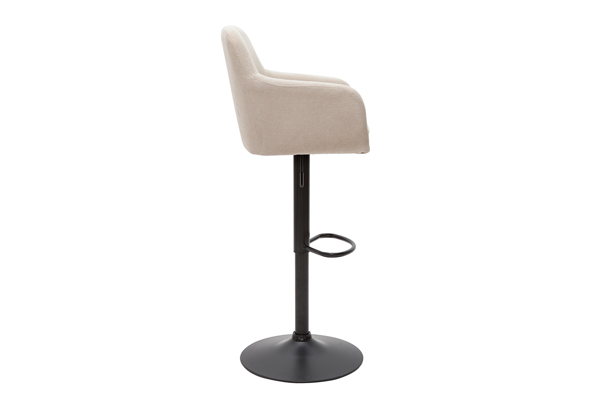 Barhocker hhenverstellbar beiger Stoff mit Samteffekt und Metall (2er-Set) AMIKA