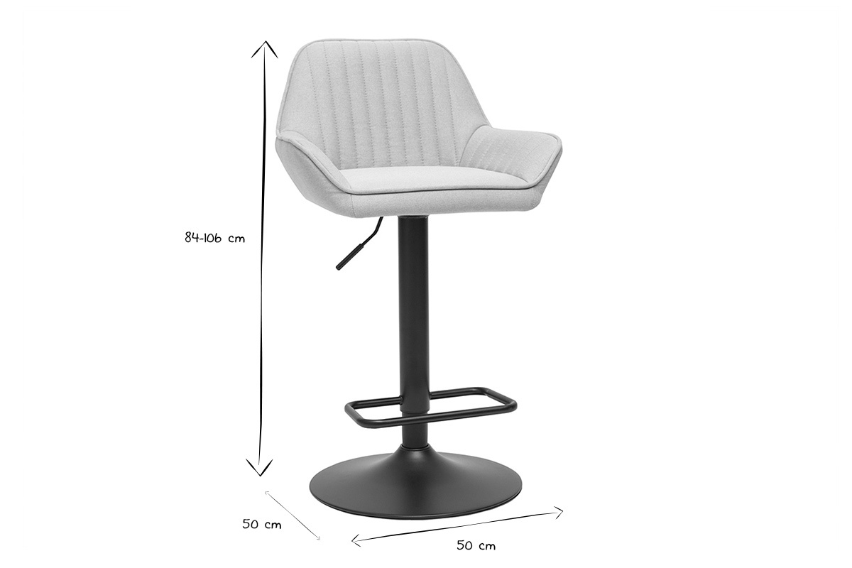 Barhocker hhenverstellbar beiger Stoff und schwarzer Fu 2er-Set RONNIE