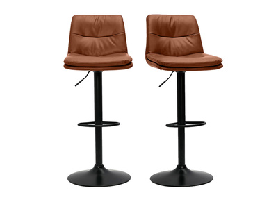 Barhocker höhenverstellbar braunes Polyurethan und schwarzes Metall (2er-Set) ZUCK