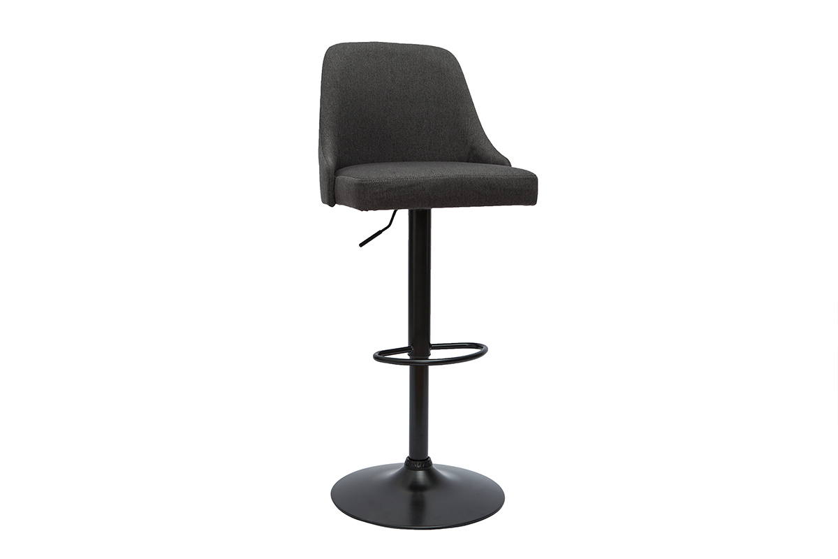 Barhocker hhenverstellbar dunkelgrauer Stoff und schwarzes Gestell 2er-Set HASTA