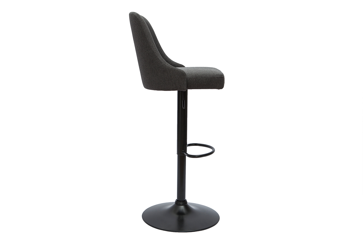 Barhocker hhenverstellbar dunkelgrauer Stoff und schwarzes Gestell 2er-Set HASTA