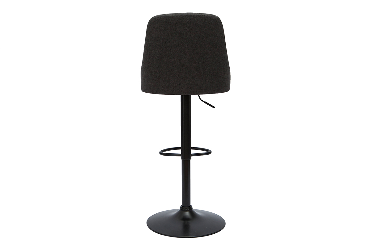 Barhocker hhenverstellbar dunkelgrauer Stoff und schwarzes Gestell 2er-Set HASTA