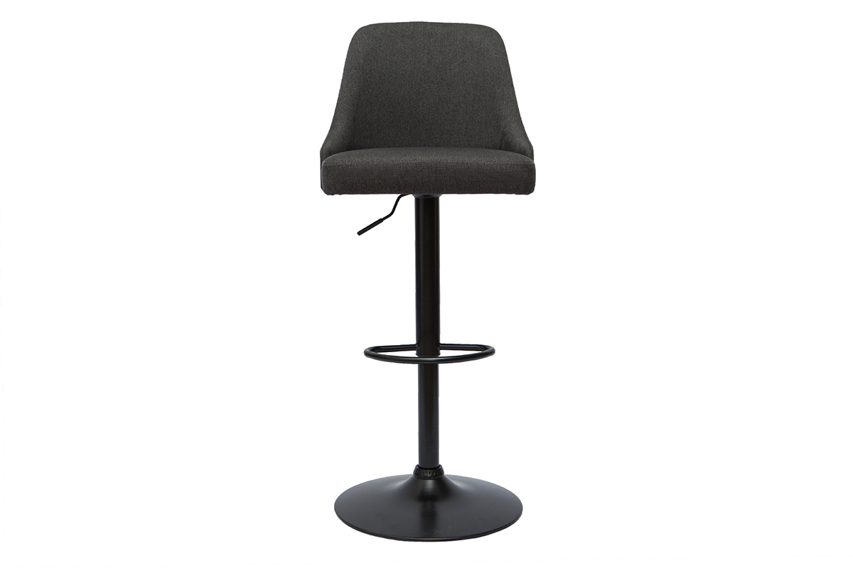 Barhocker hhenverstellbar dunkelgrauer Stoff und schwarzes Gestell 2er-Set HASTA