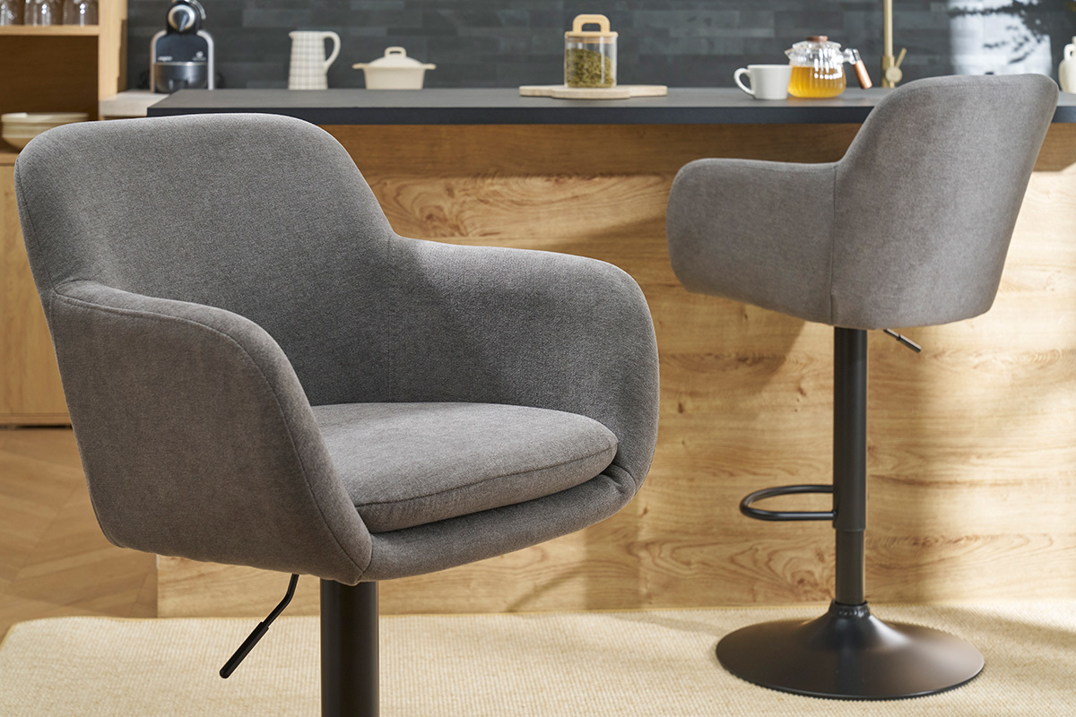 Barhocker hhenverstellbar mit Samteffekt hellgrau (2er-Set) AMIKA
