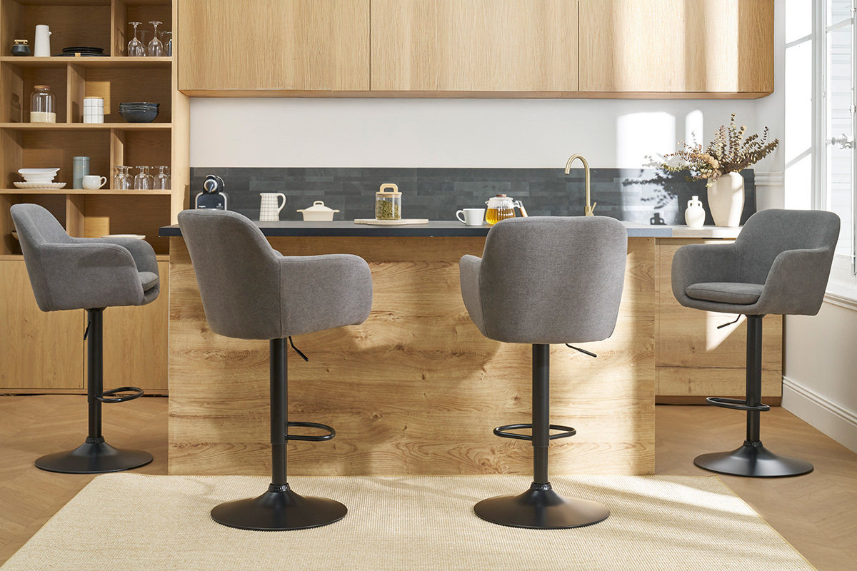 Barhocker hhenverstellbar mit Samteffekt hellgrau (2er-Set) AMIKA