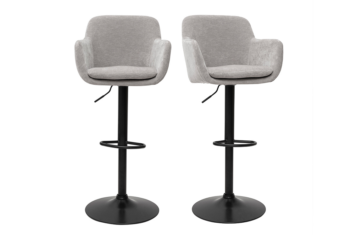 Barhocker hhenverstellbar mit Samteffekt hellgrau (2er-Set) AMIKA