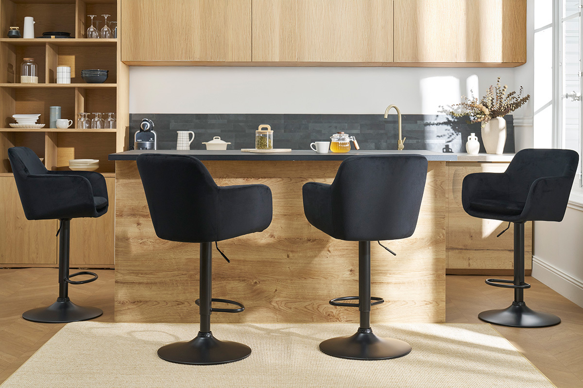Barhocker hhenverstellbar mit Samteffekt hellgrau (2er-Set) AMIKA