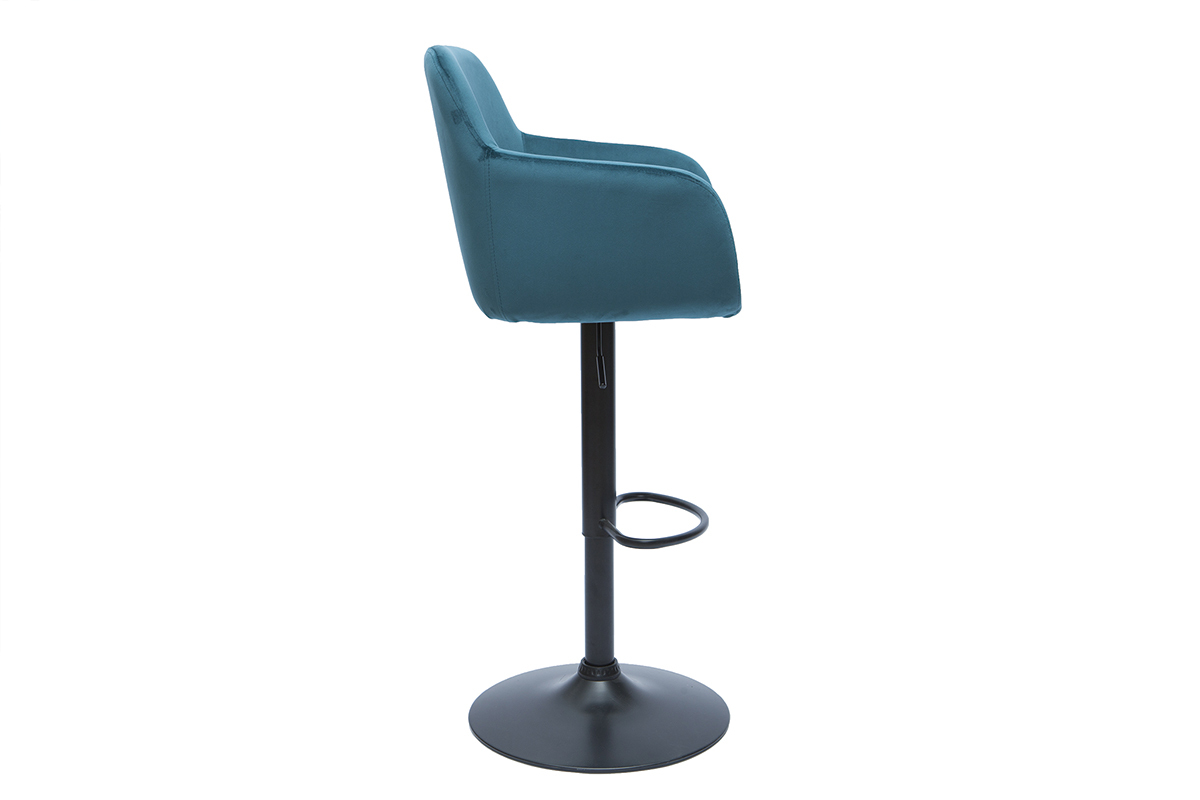Barhocker hhenverstellbar mit Samteffekt petrolblau (2er-Set) AMIKA