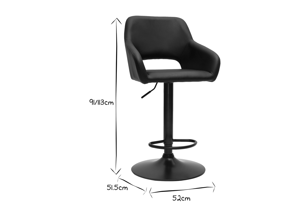 Barhocker hhenverstellbar schwarz (2er-Set) LAURETTE