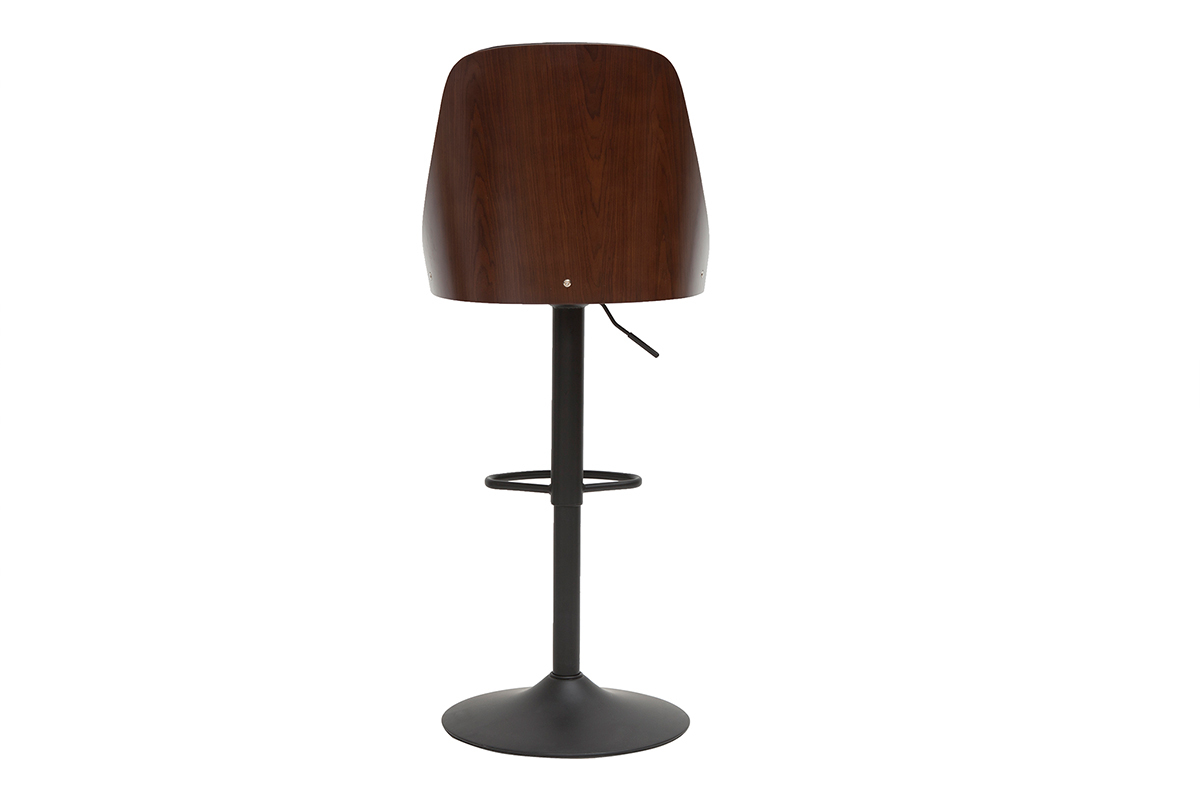 Barhocker hhenverstellbar schwarz und dunkles Holz FLUFFY