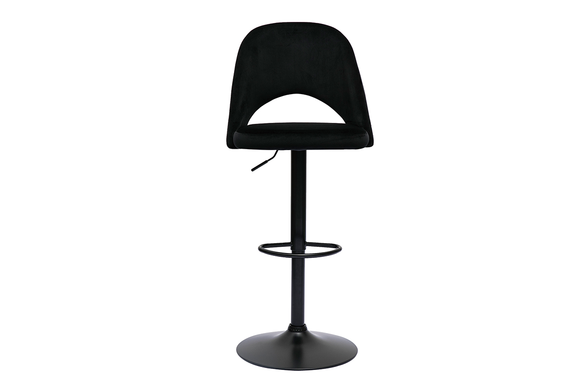 Barhocker hhenverstellbar schwarzer Samt und schwarzes Metall (2er-Set) COSETTE