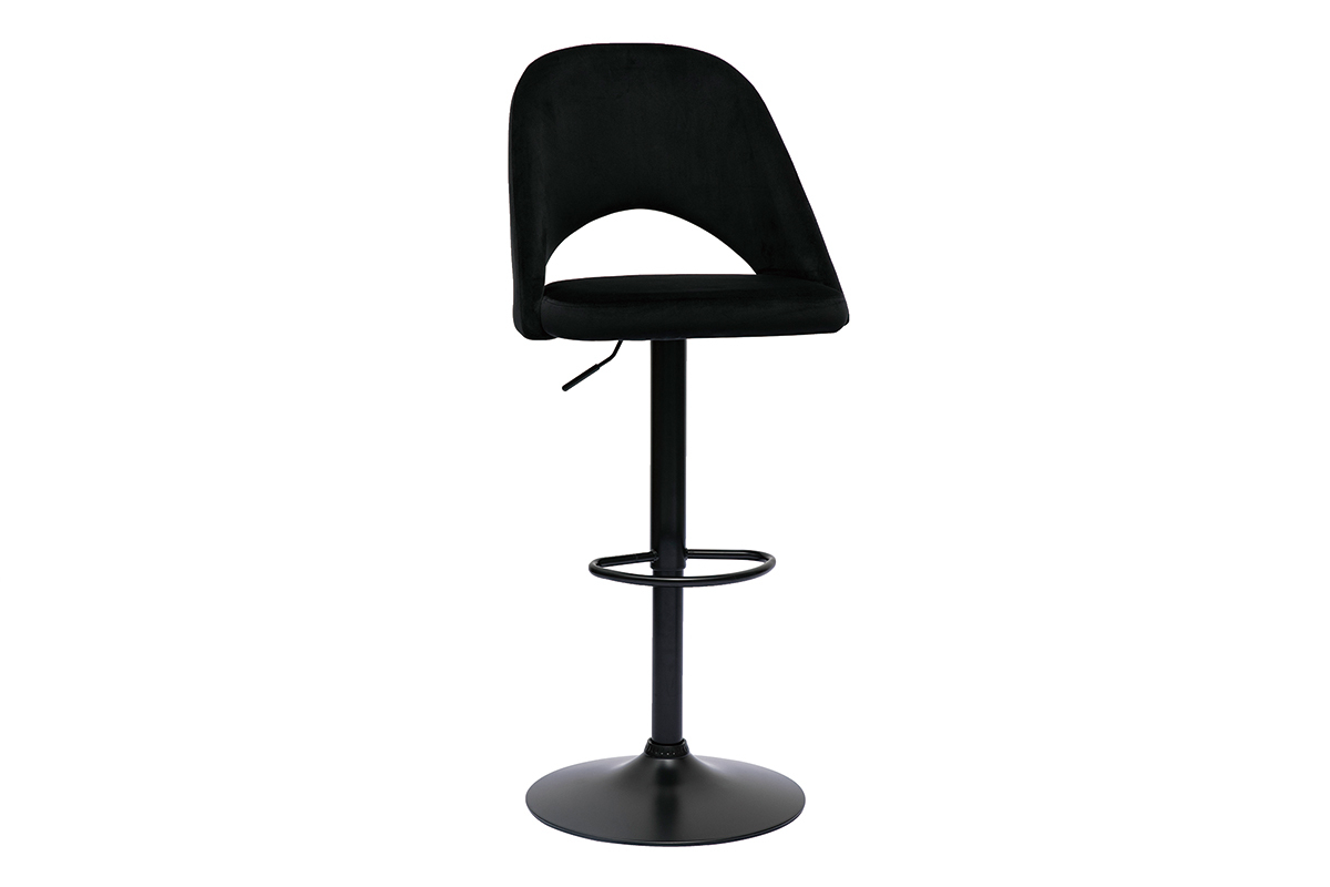 Barhocker hhenverstellbar schwarzer Samt und schwarzes Metall (2er-Set) COSETTE