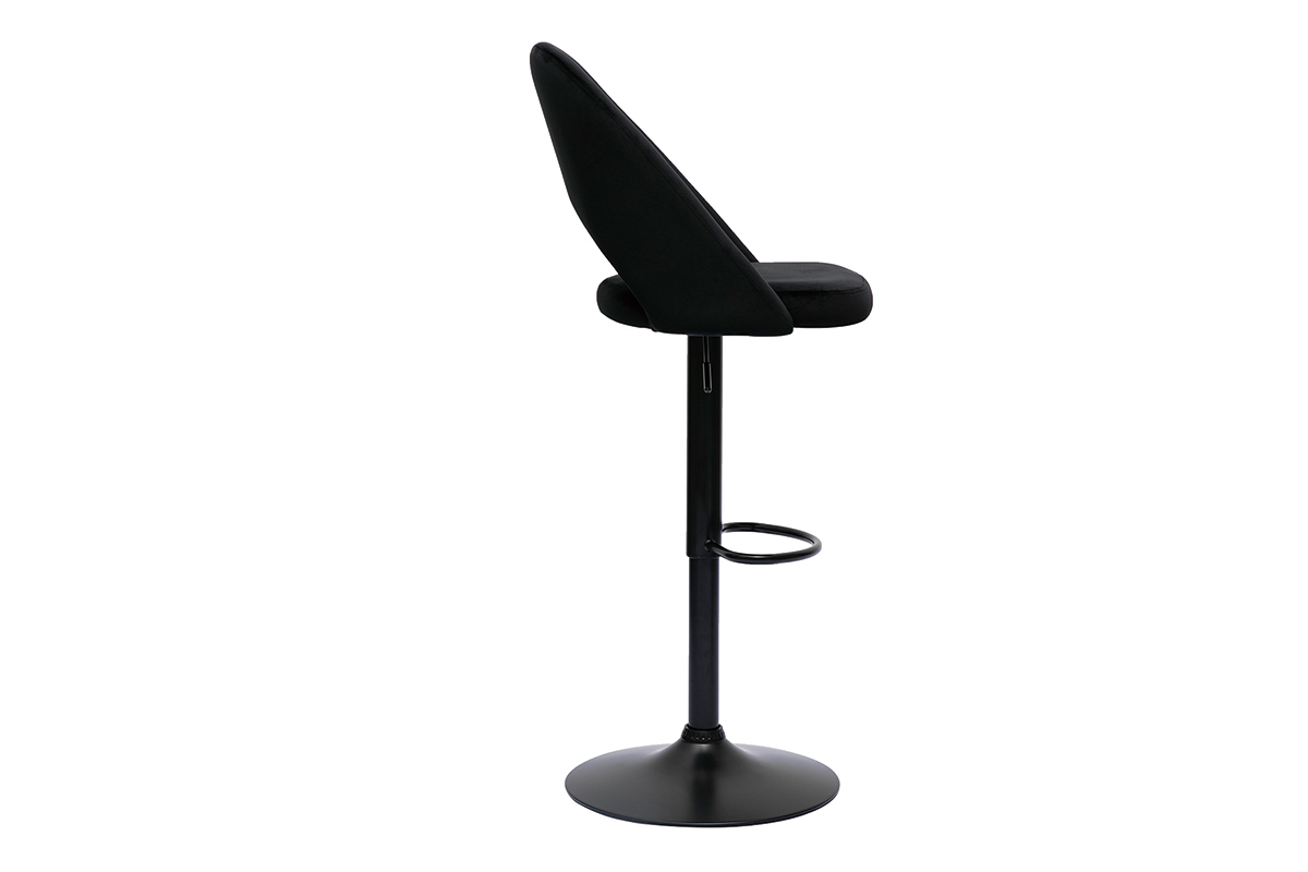 Barhocker hhenverstellbar schwarzer Samt und schwarzes Metall (2er-Set) COSETTE
