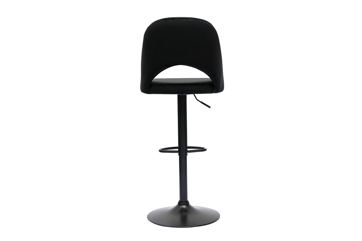 Barhocker hhenverstellbar schwarzer Samt und schwarzes Metall (2er-Set) COSETTE