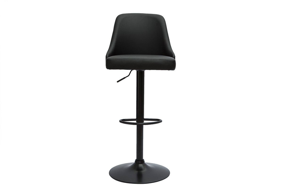 Barhocker hhenverstellbar schwarzes Polyurethan Stoff und schwarzes Metall 2er-Set HASTA