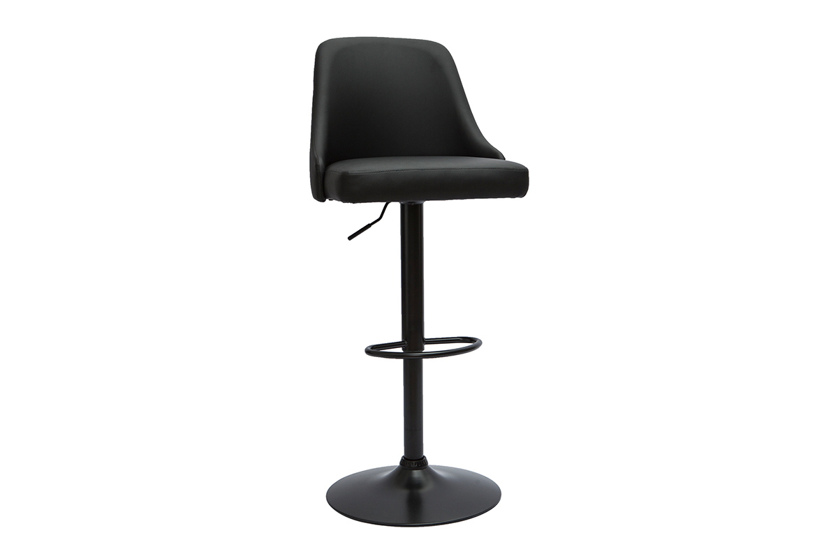 Barhocker hhenverstellbar schwarzes Polyurethan Stoff und schwarzes Metall 2er-Set HASTA