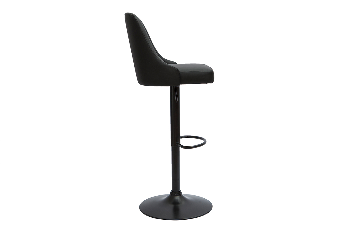Barhocker hhenverstellbar schwarzes Polyurethan Stoff und schwarzes Metall 2er-Set HASTA
