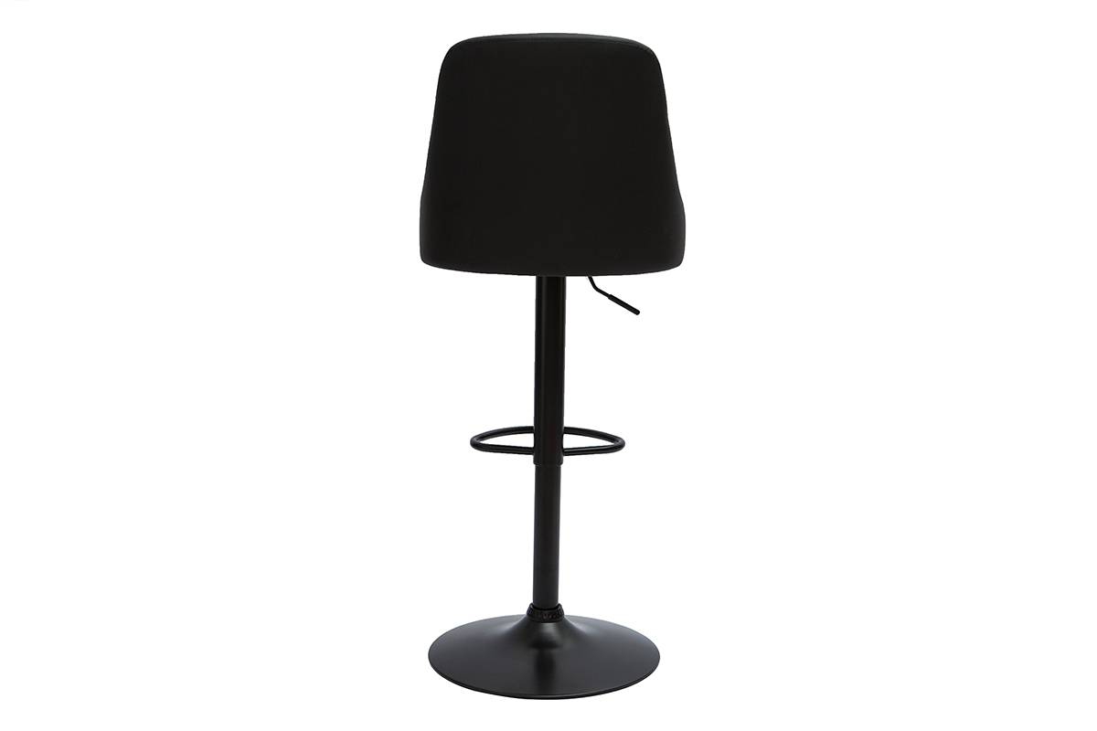 Barhocker hhenverstellbar schwarzes Polyurethan Stoff und schwarzes Metall 2er-Set HASTA
