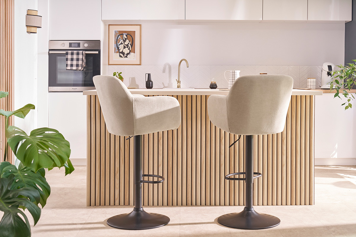 Barhocker hhenverstellbar Stoff mit Samteffekt dunkelgrau (2er-Set) AMIKA