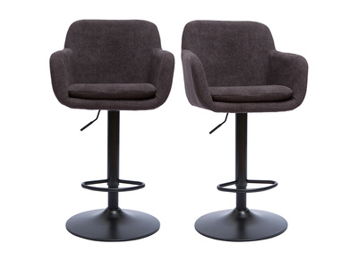 Barhocker höhenverstellbar Stoff mit Samteffekt dunkelgrau (2er-Set) AMIKA